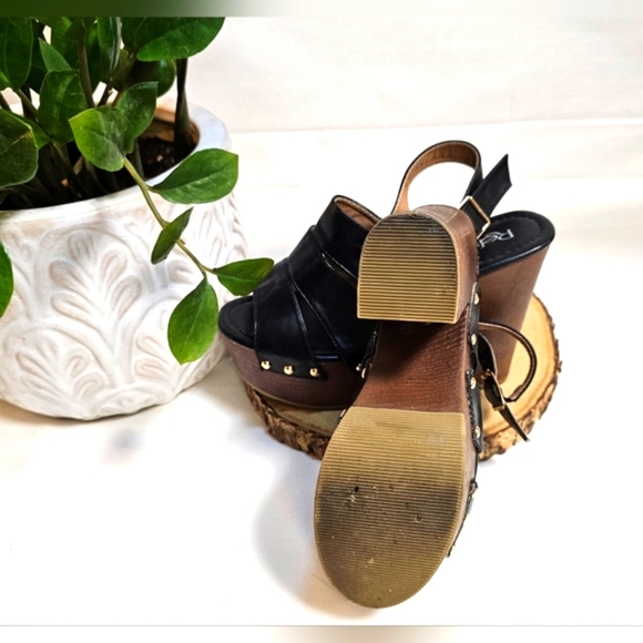 Refresh Black Platform Slingback Heels Size 7 - Picture 4 of 4
